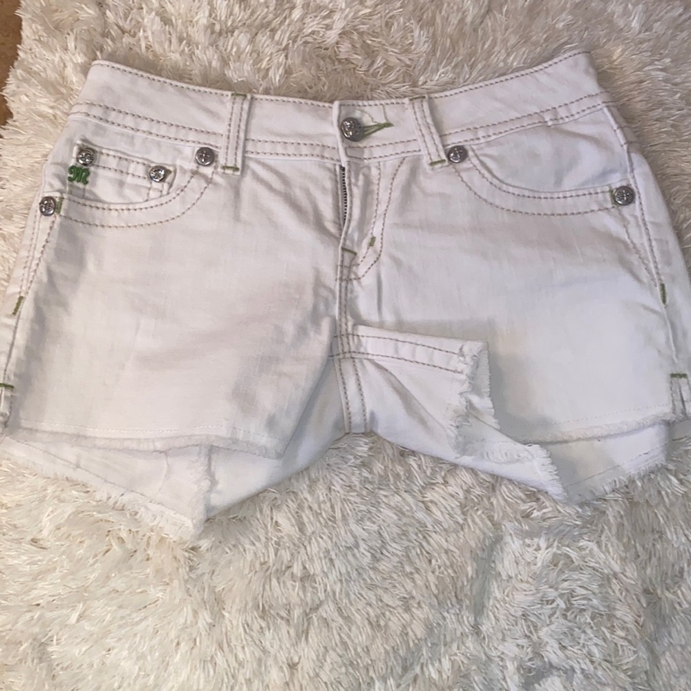 White Miss Me denim shorts